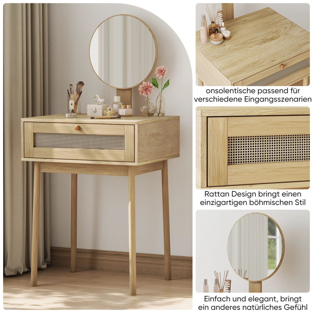 TOLETTA con specchio stile boho colore rovere