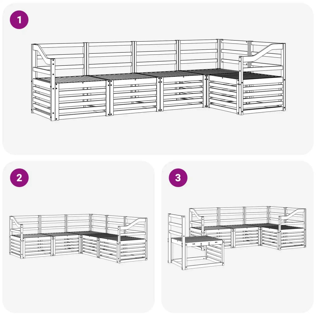 Set di divani da esterno 5 pcs Bianco 245 x 126,5 x 73 cm 3391849
