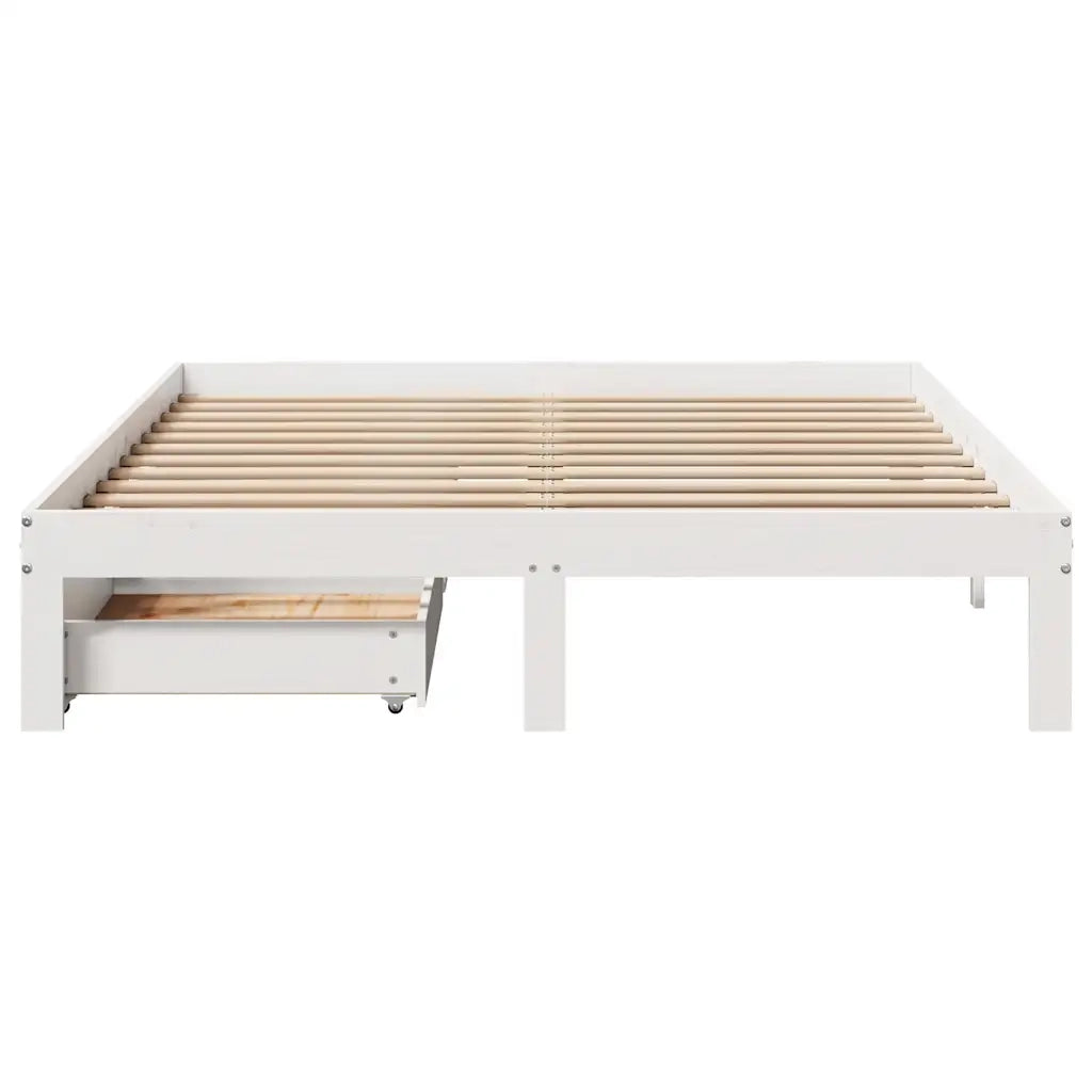 Giroletto con Cassetti Bianco 120x200 cm Legno Massello di Pino 3301947