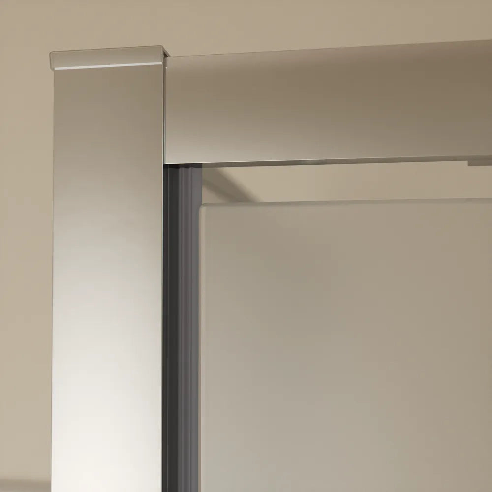 Box doccia cromato 3 lati 70x90x70cm porta battente e due pareti fisse vetro 6mm anticalcare opaco h190 | Lerici