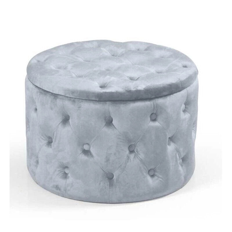 POUF CONTENITORE IN VELLUTO TRAPUNTATO 60 X 60 X H42 CM COLORE GRIGIO CIELO