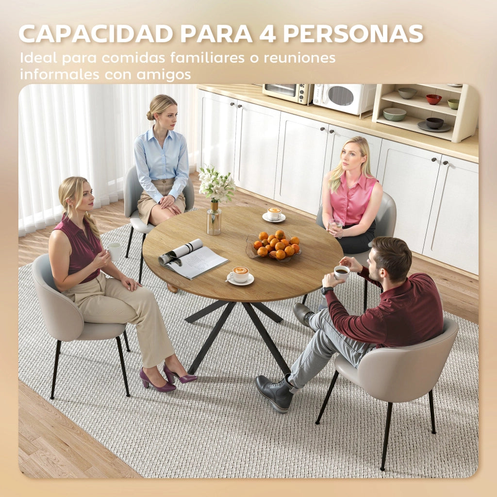 Tavolo da Pranzo Rotondo per 4 Persone ¨C Minimal ¨C Acciaio Rovere 120x75 cm