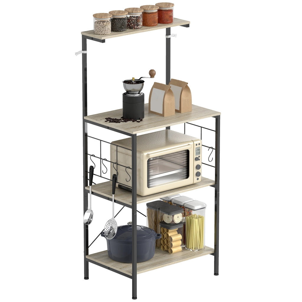 Scaffale 4 Livelli con Pannelli a Rete e Ganci ¨C Zephmum ¨C Rovere 60x42x134.5 cm