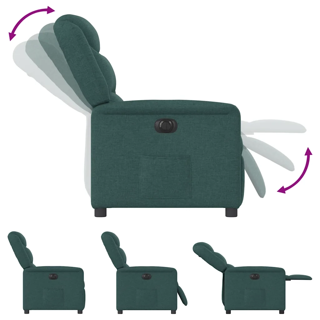 Poltrona | Sedia Relax Elettrica Reclinabile Verde Scuro in Tessuto
