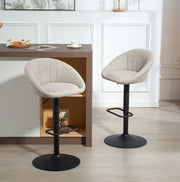 Set 2 sgabelli da bar girevoli beige con braccioli