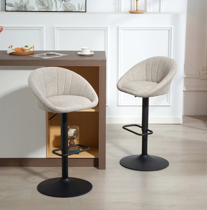 Set 2 sgabelli da bar girevoli beige con braccioli