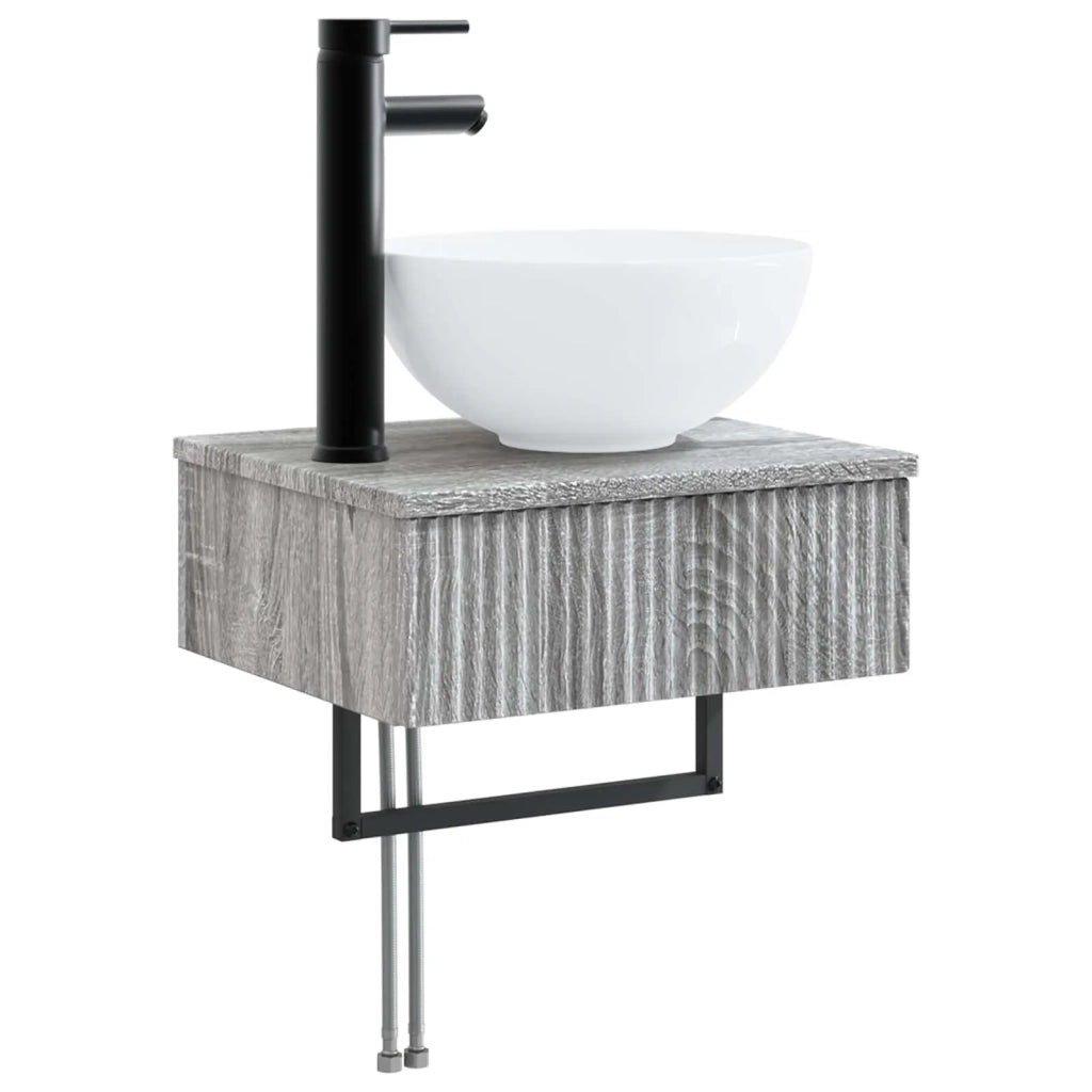 Set di mobili per il bagno 5 pcs Sonoma grigio 3407260