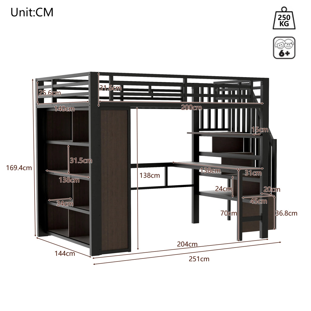 letto a castello metallo nero 144 x 251 cm
