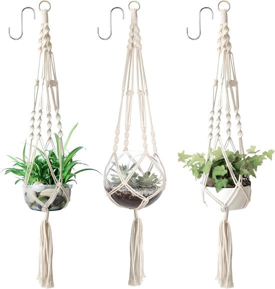Tre pezzi di grucce per fiori in stile bohemien - corda di cotone per lampade da parete