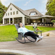 Sedia oscillante – Sedia per giardino – Con supporto per la testa Struttura in acciaio – Grigio