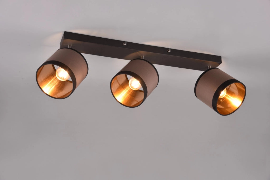 Plafoniera a barra Davos nera 3 faretti E14 10W RL