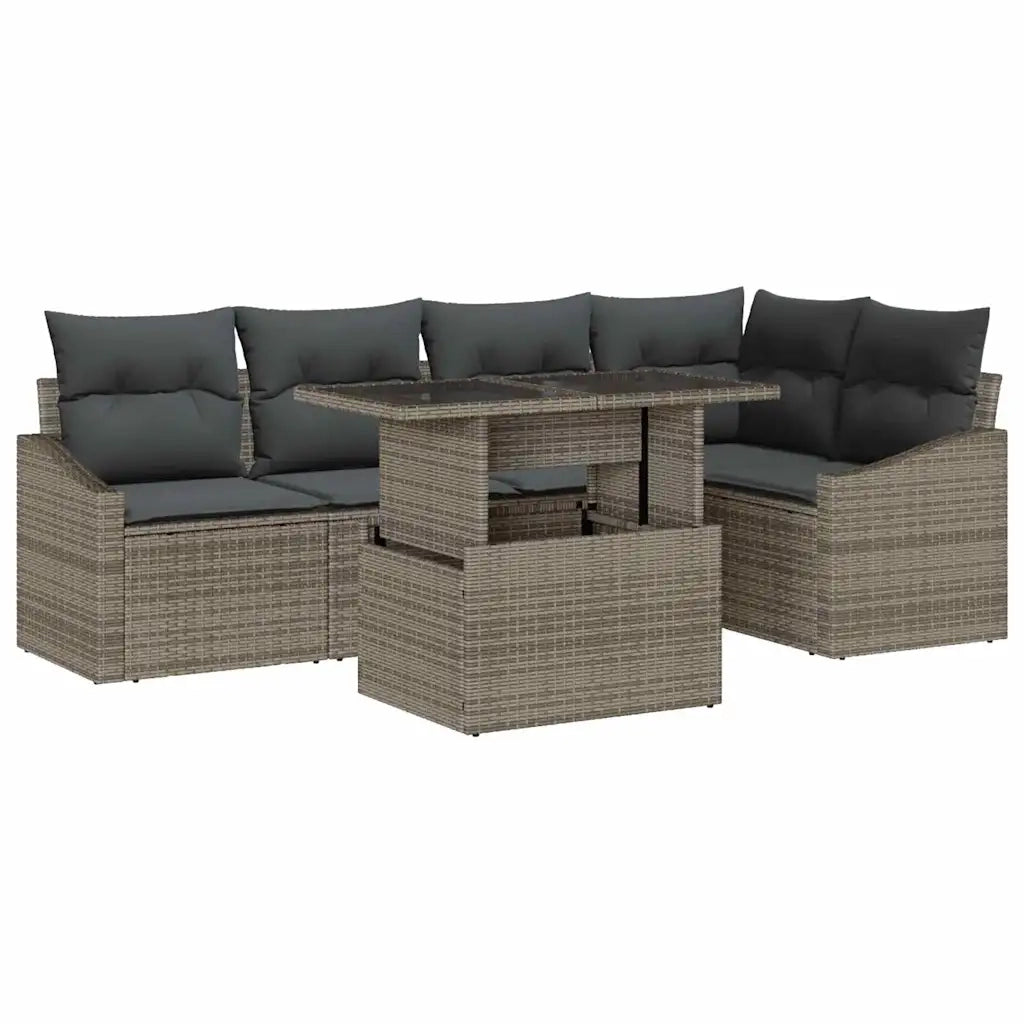 Set Divano da Giardino con cuscino con cuscino 6 pcs Grigio