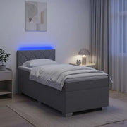 Letto con Box Spring, Materasso e LED Grigio Chiaro Singolo 3452040