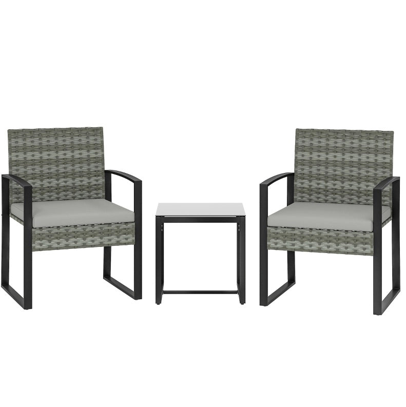 Set bistrot da giardino 3 pezzi in rattan sintetico grigio