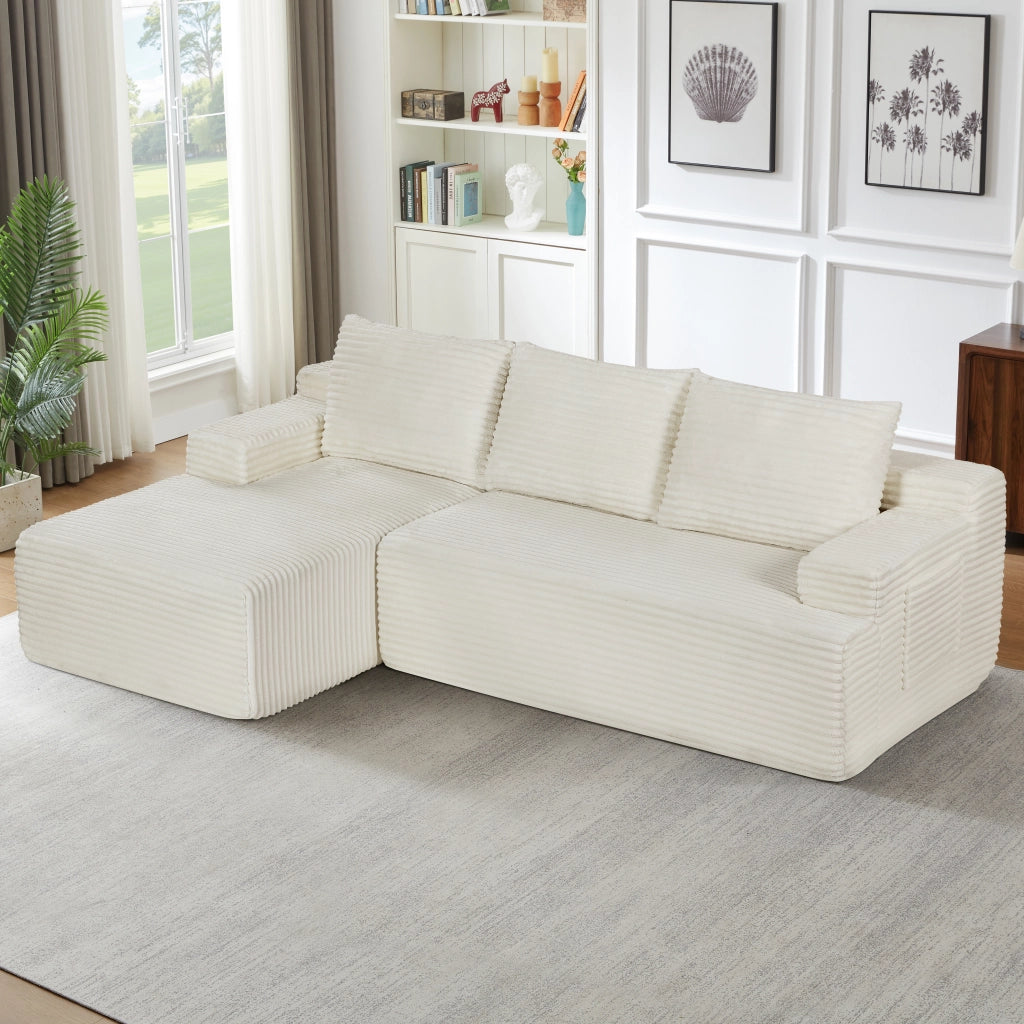 Divano senza montaggio in velluto a coste beige