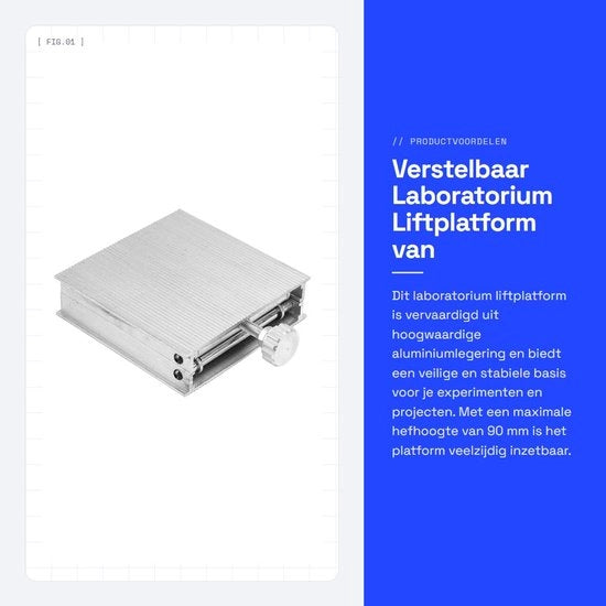 Piattaforma Elevatrice in Lega di Alluminio - Regolabile - Altezza di Elevazione 90 mm - Dimensioni 90x90 mm - Supporto Lab Universale - Qualità e Affidabilità