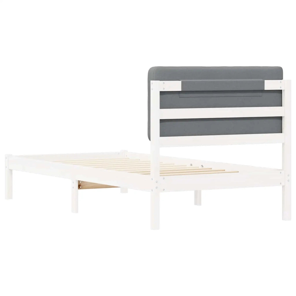 Letto con Testiera Rivestita Grigio chiaro 80 x 200 cm 877943