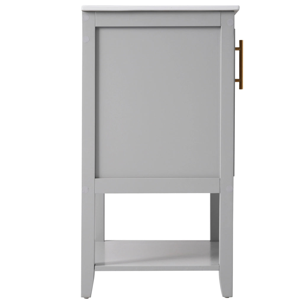 Mobile lavabo singolo 60 cm con lavabo in ceramica e ripiano, colore grigio chiaro