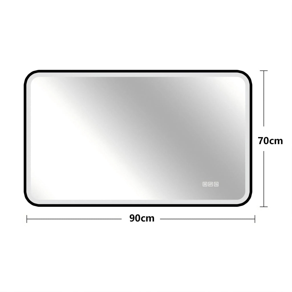 Specchio da bagno LED con cornice nera; luce frontale e posteriore; antiappannamento; dimmerabile; IP44