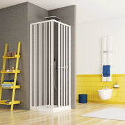 Box doccia angolare 75x90 a soffietto in PVC con apertura centrale Teti