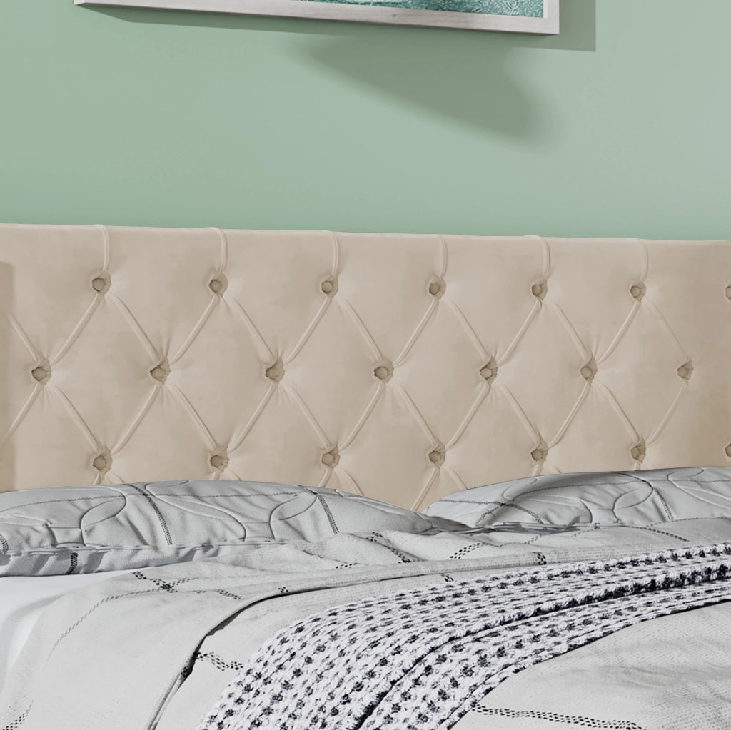 Letto matrimoniale imbottito 180 ¡Á 200 cm contenitore in velluto beige con testiera alta e rete a doghe
