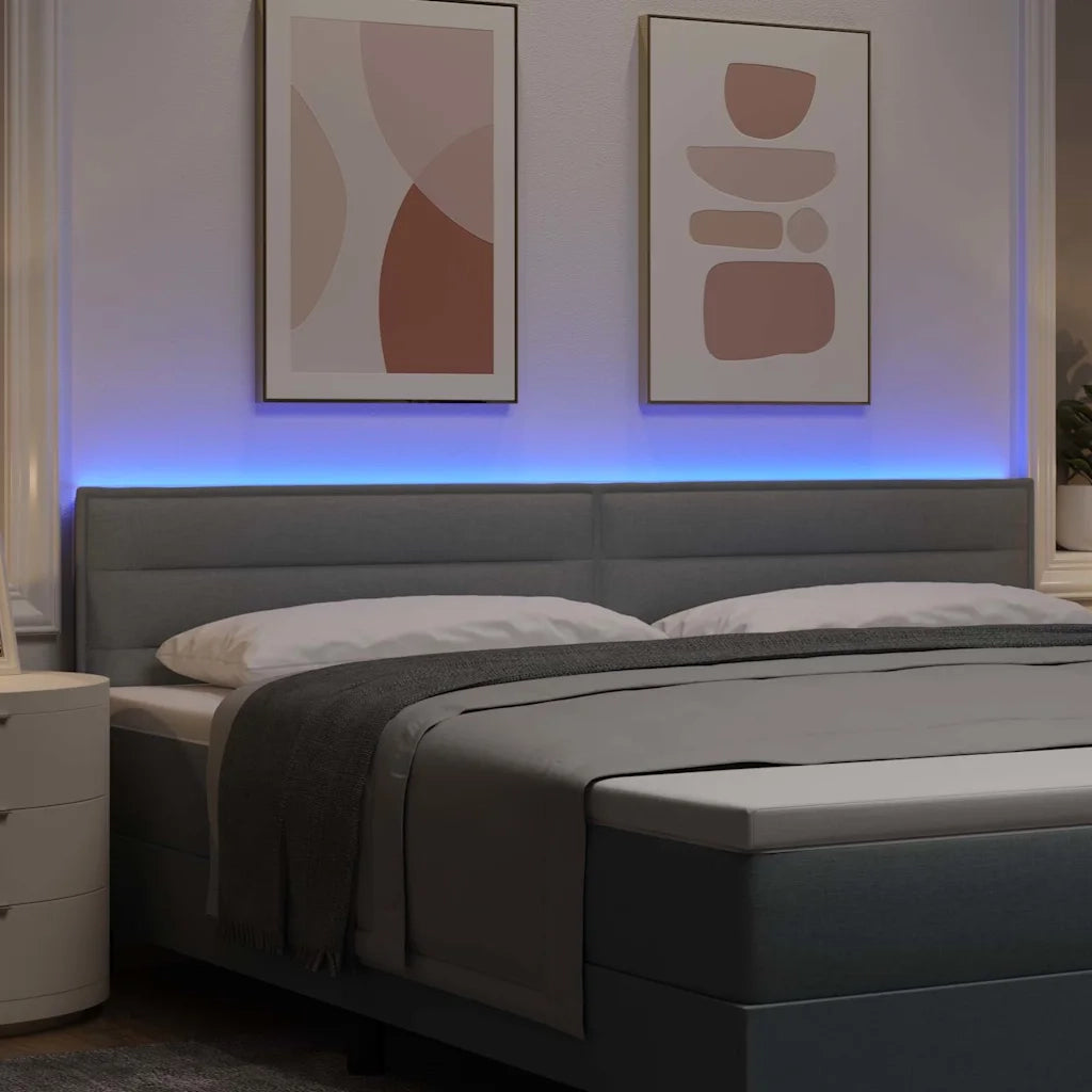 Testiera | Testata LED con strisce LED Grigio chiaro 200 cm Tessuto