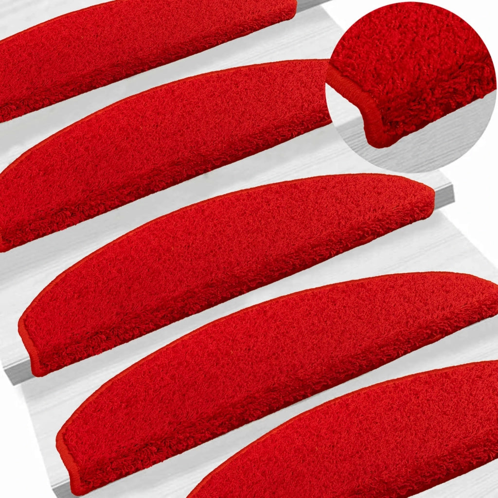 Tappetini per scale autoadesivi 15 pz | Gradini per Scale Rosso 80 x 24,5 x 3,5 cm