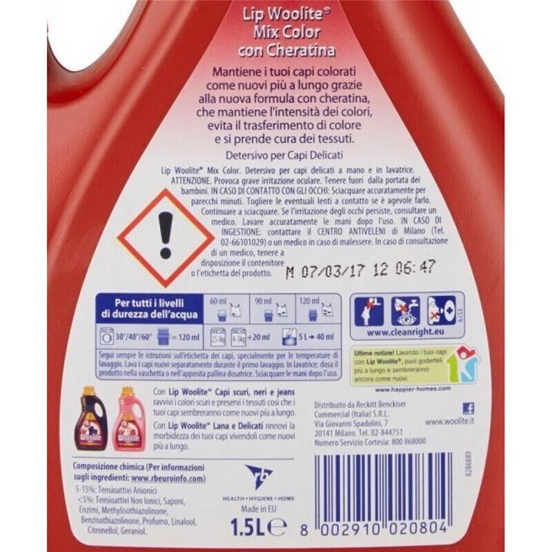 LIP WOOLITE LIQUIDO 25 LAVAGGI 1,5LT. MIXCOLOR