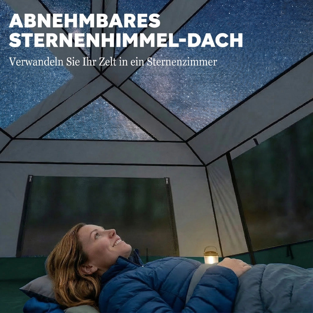 Tenda da campeggio per 4-6 persone verde impermeabile 3000 mm con protezione UV30+ e telo superiore rimovibile 350x350x205 cm