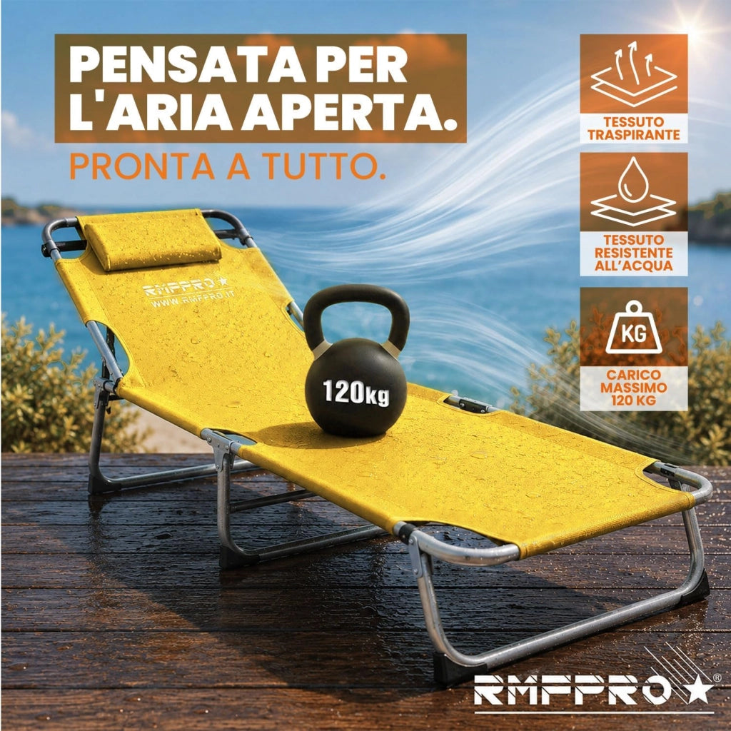 RMF PRO SET 2 LETTINI PIEGHEVOLE CON PARASOLE GIALLO