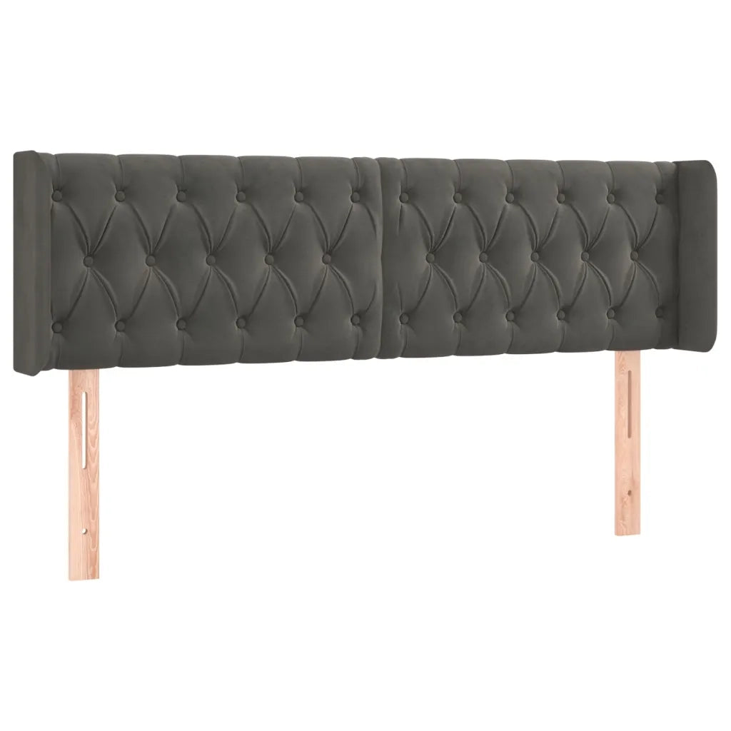 Testiera | Testata ad Orecchio Grigio Scuro 147x16x78/88 cm in Velluto