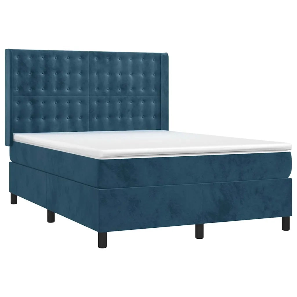 Giroletto a Molle con Materasso Blu Scuro 140x200 cm in Velluto 3132925