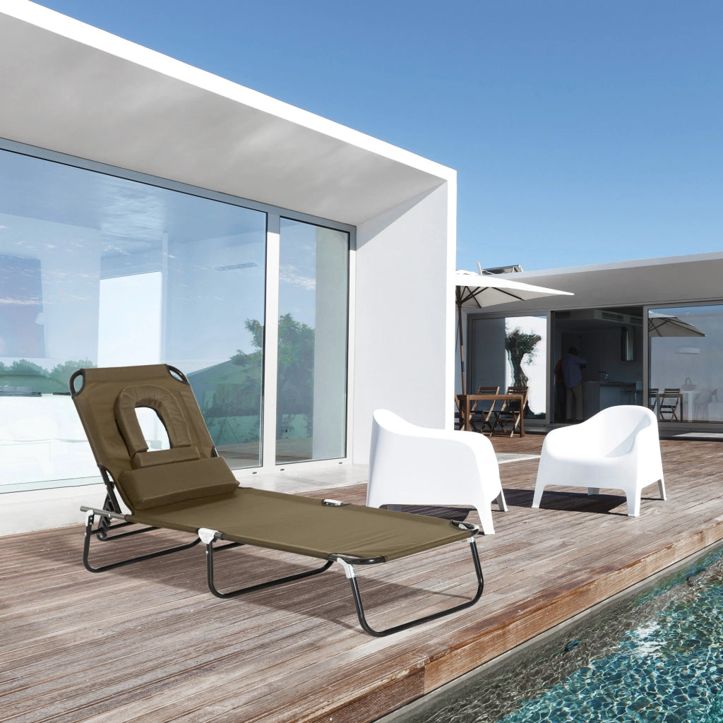 Chaise Longue Pliante ¨C zephmum ¨C Marrone