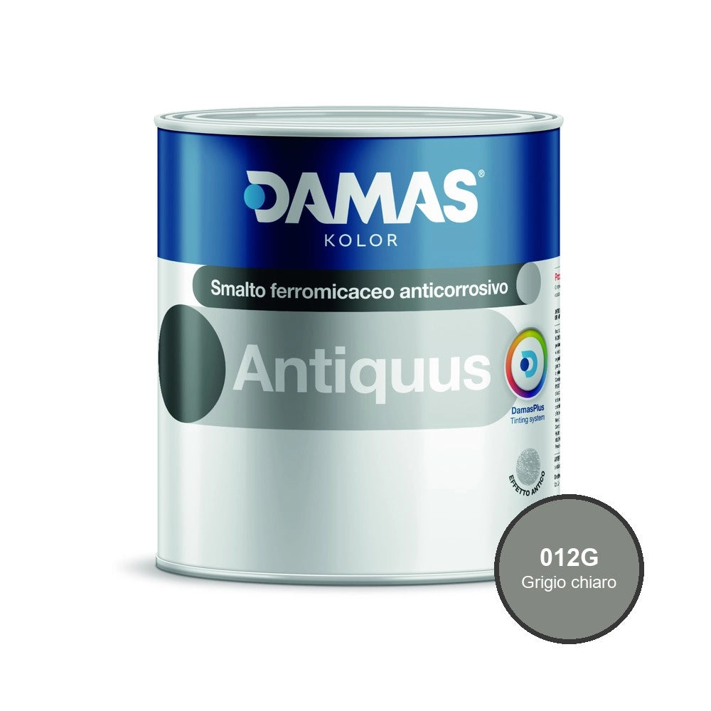 Damas antiquus smalto ferromicaceo antichizzato effetto ferro battuto *** formato 0,750 lt, colore- 012g grigio chiar...