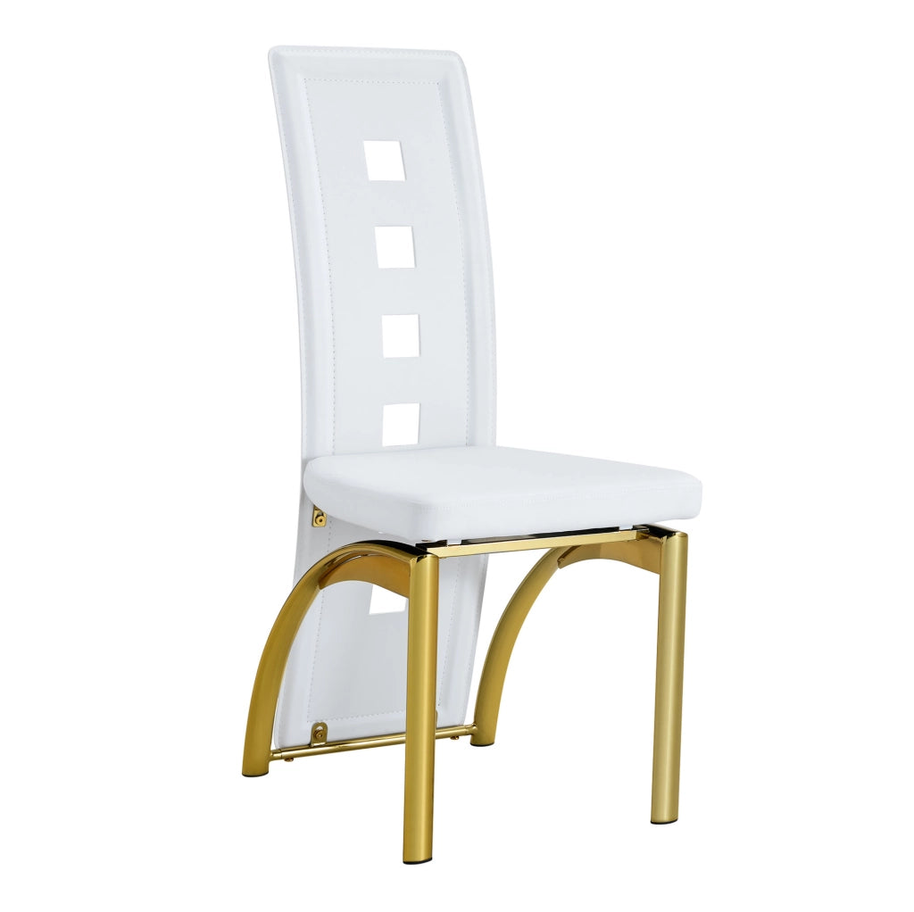 SEDIE Set da 2 pezzi con schienale traforato 102,5 cm PU bianco e metallo oro