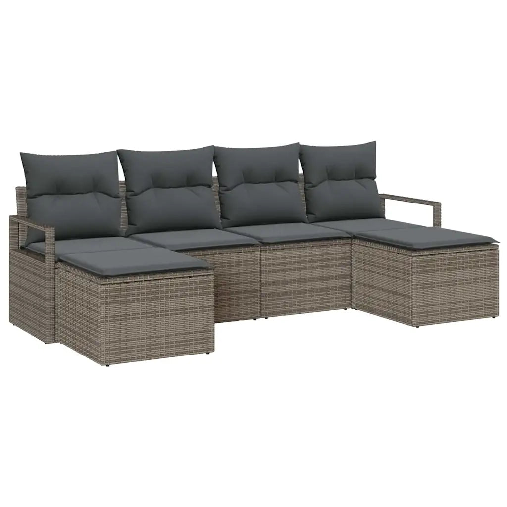 Set di divani con cuscino 6 pcs Grigio polyrattan