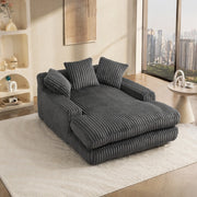 Chaise longue da pavimento 125x155x63 cm in velluto a coste grigio scuro con 3 cuscini