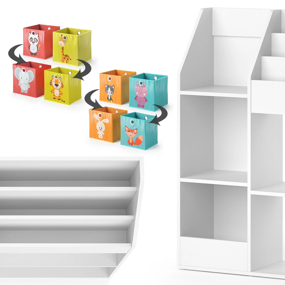 Vicco Libreria bambini Bianco 100.4 x 114.2 cm con 4 scatole pieghevoli (colorate)