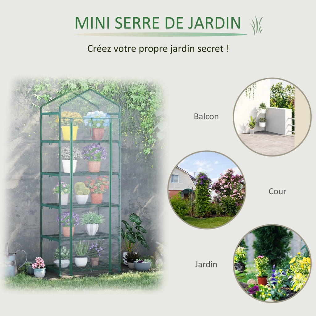 Serra da Giardino con Scaffali 5 Livelli ¨C Xylo ¨C PVC Trasparente 69x49x193cm