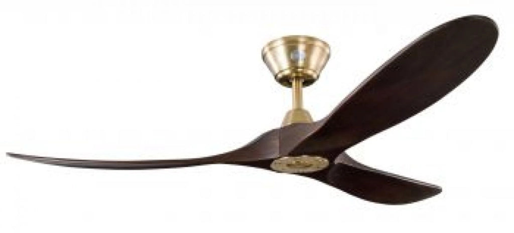 Vam Ventilatore da soffitto a risparmio energetico KOA ottone matte 152 cm con pale di legno naturale colore noce