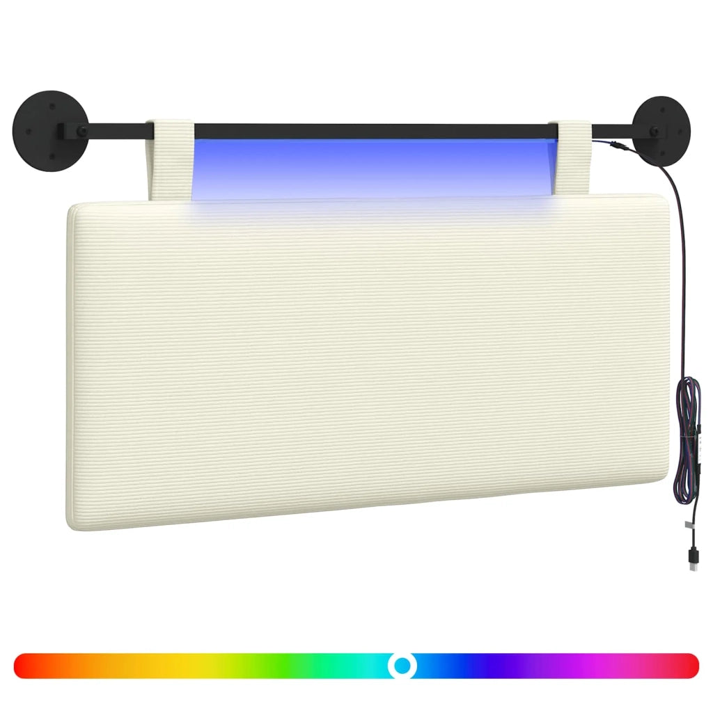 Testiera sospesa Con luce LED Crema Tessuto in Cords 3424283