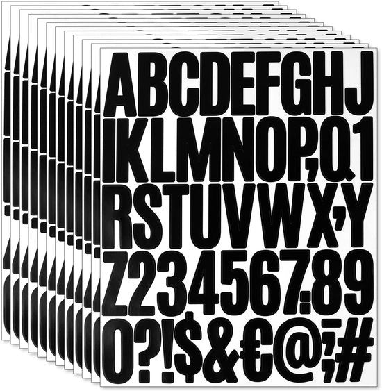 Set di Lettere in Vinile da 600 pezzi - Adesivi Self-Adesivi - Cifre Idrorepellenti - Simboli Speciali - Dimensione 5 cm - Facili da Rimuovere