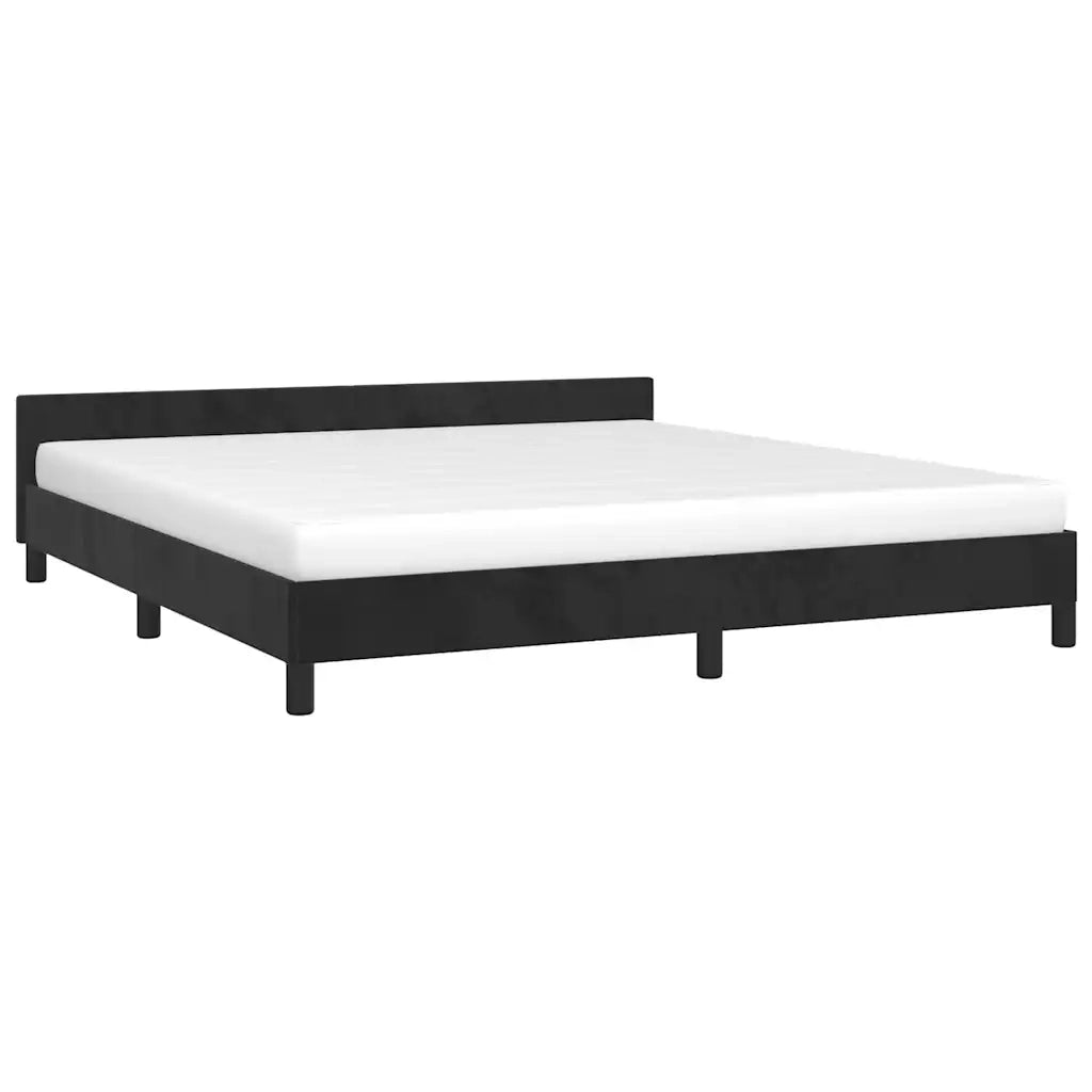 Letto matrimoniale | Letto per adulti | Giroletto senza Materasso Nero 160x200 cm in Velluto