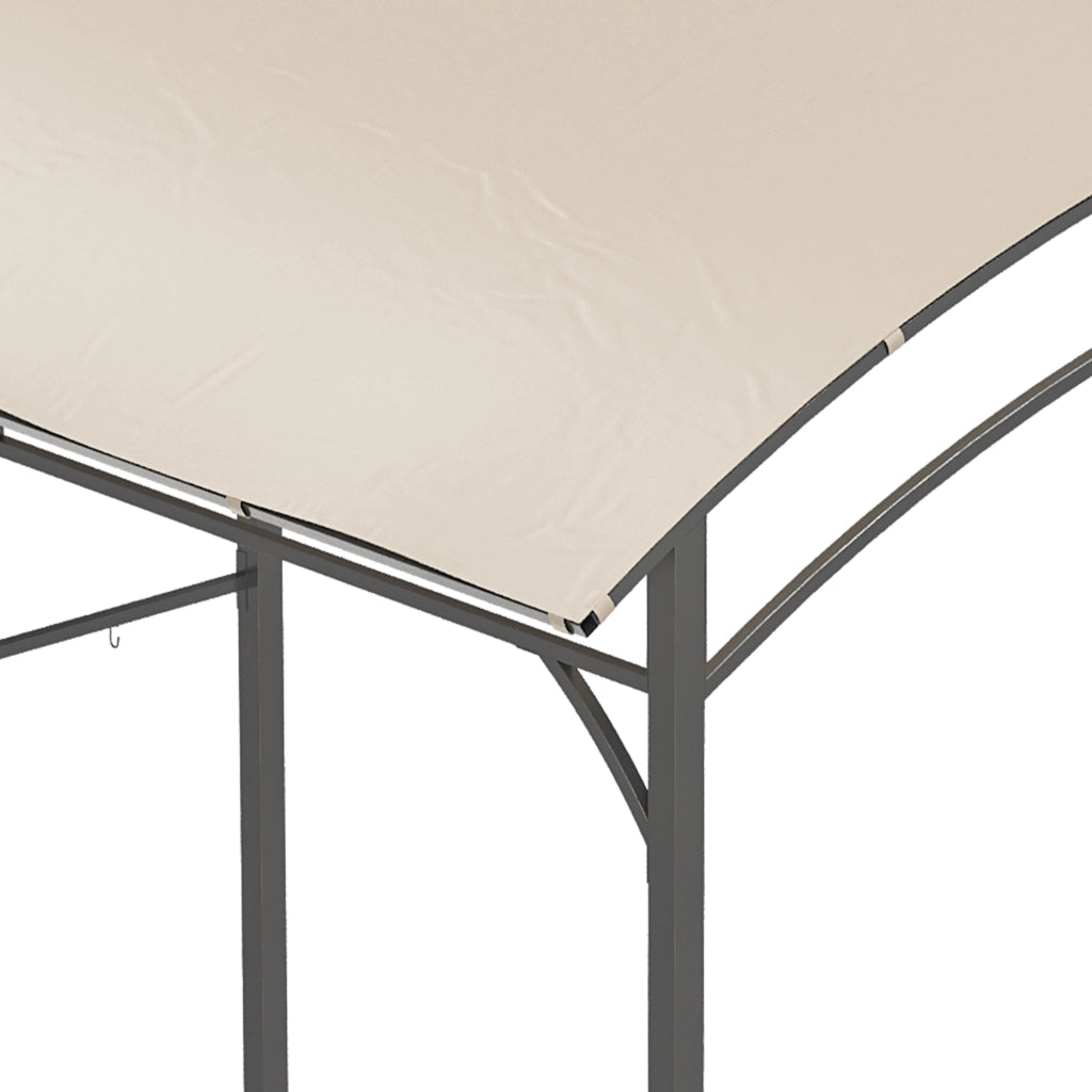 Pavillon per barbecue con 10 ganci telaio in metallo e poliestere beige per cucina outdoor 215 × 150 × 220 cm