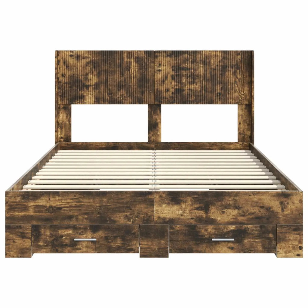 Struttura del letto con stoccaggio e testata Rovere Fumo 3414479
