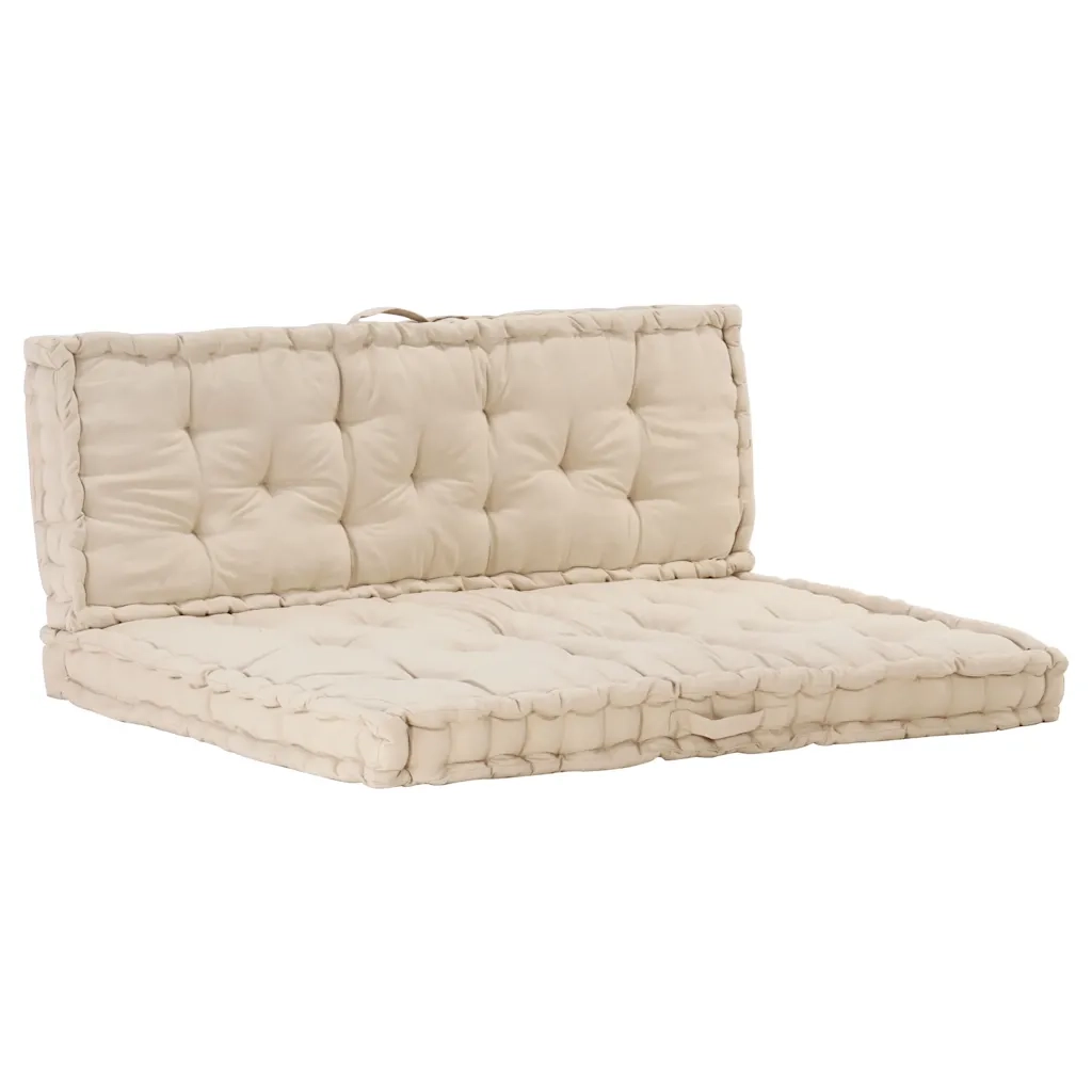 Cuscini per Pallet e Pavimento 2 pz in Cotone Beige