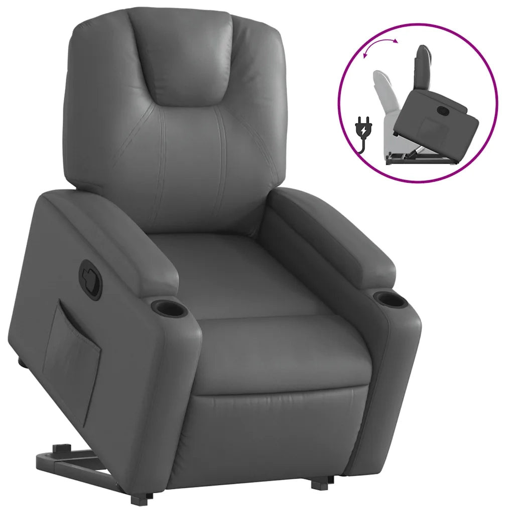 Divano Sedia-Poltrona Alzapersona Reclinabile Grigio in Similpelle 248904