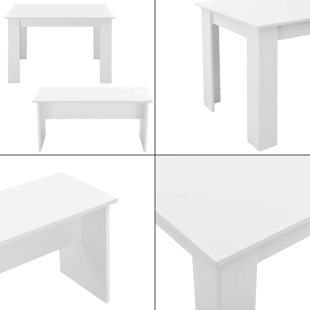Set tavolo e 2 panche set mobile da pranzo per 4 persone 110 cm bianco 03_0005809