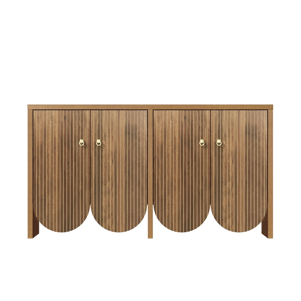 Madia 147x40x80 cm in MDF effetto noce con 4 ante e ripiani regolabili HOMVRA