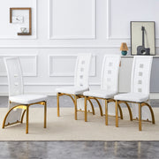 Set 4 sedie da pranzo in ecopelle bianca opaca con gambe in metallo oro per sala da pranzo